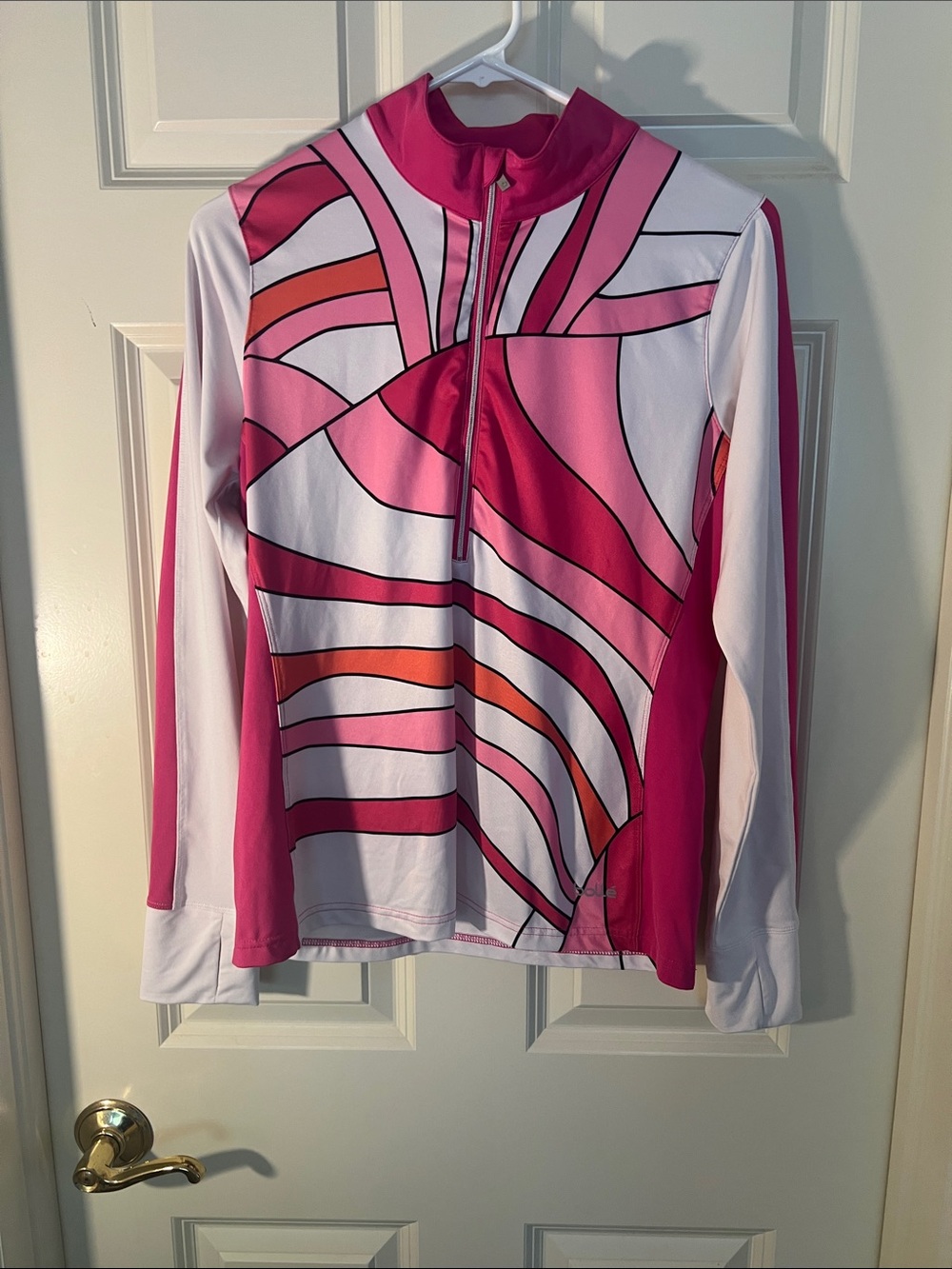 bolle Women's Pink & White Abstract Zip Pullover